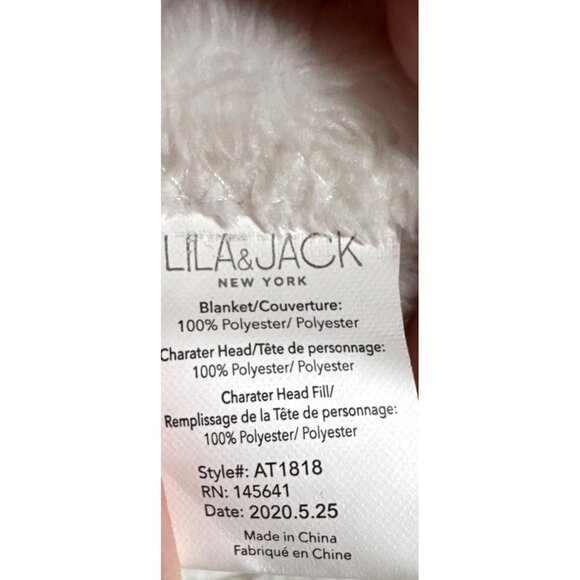 Lila & Jack White Gold Yellow Flowers Bow BEAR Baby Blanket Security Lovey 24" x - Picture 6 of 6